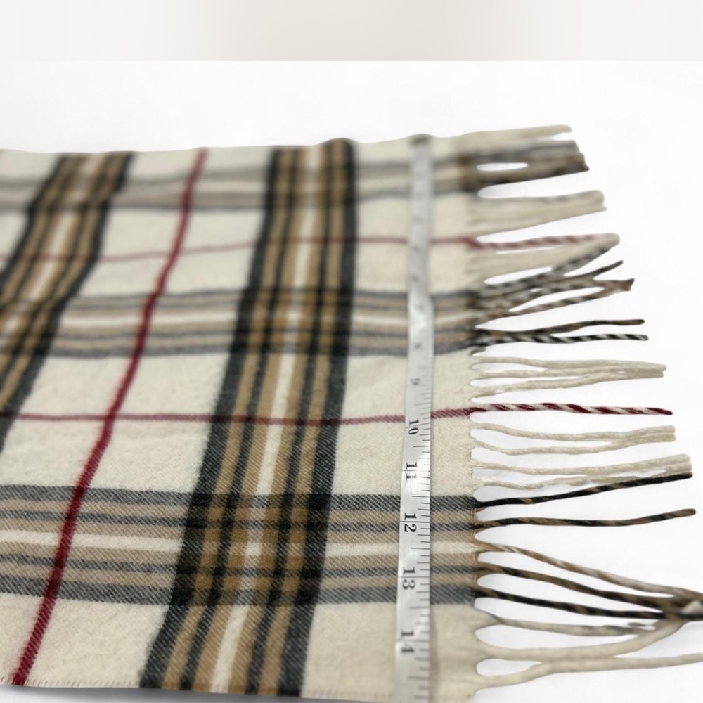 IV. Fraas Cashmink Wide Check Plaid Fringe Unisex Scarf Cream Black Burgundy - Picture 5 of 6